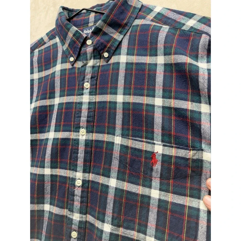 VTG 90s Polo Ralph Lauren Blaire Shirt Mens XL Blue Red Green Plaid Long Sleeve